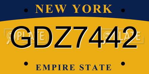 GDZ7442 New York License Plate