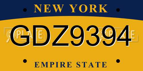 GDZ9394 New York License Plate