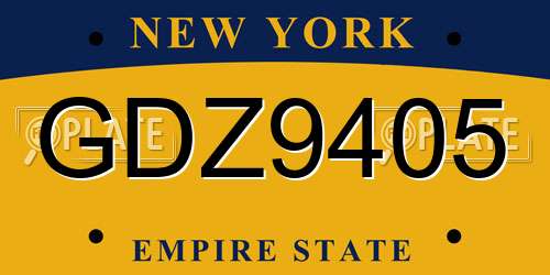 GDZ9405 New York License Plate