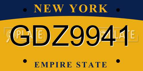 GDZ9941 New York License Plate
