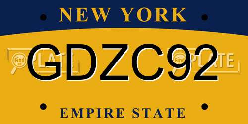 GDZC92 New York License Plate