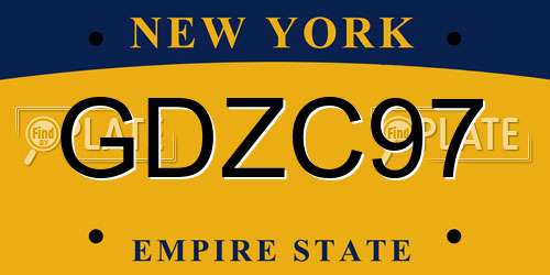 GDZC97 New York License Plate
