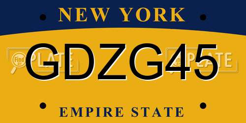 GDZG45 New York License Plate