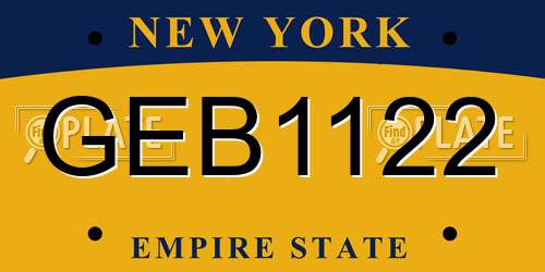 GEB1122 New York License Plate