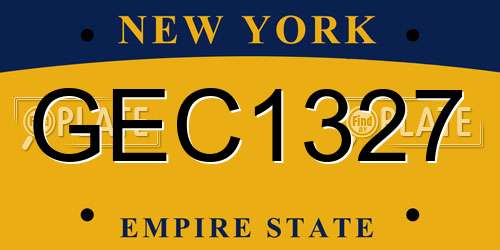 GEC1327 New York License Plate