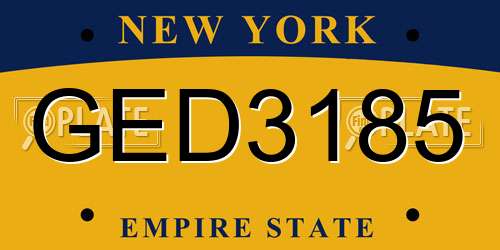 GED3185 New York License Plate