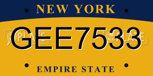 GEE7533 New York License Plate