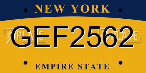 GEF2562 New York License Plate