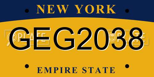 GEG2038 New York License Plate