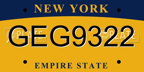 GEG9322 New York License Plate