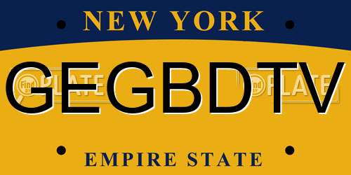 GEGBDTV New York License Plate