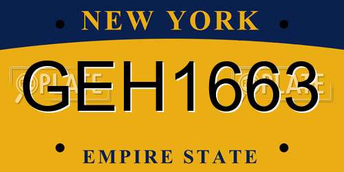 GEH1663 New York License Plate