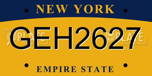 GEH2627 New York License Plate