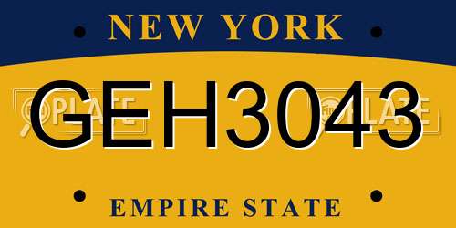 GEH3043 New York License Plate
