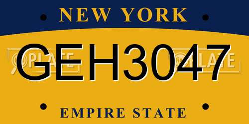 GEH3047 New York License Plate