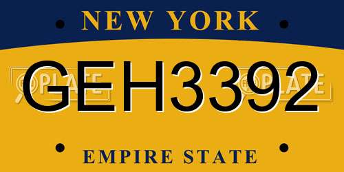 GEH3392 New York License Plate
