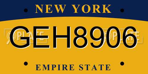 GEH8906 New York License Plate