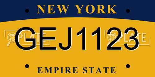 GEJ1123 New York License Plate