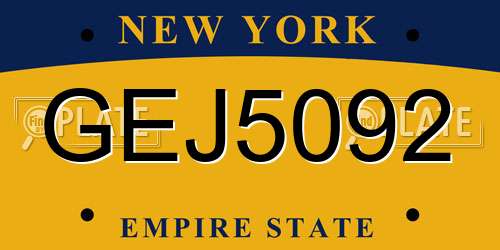 GEJ5092 New York License Plate