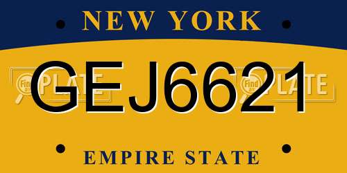 GEJ6621 New York License Plate