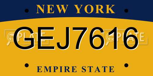 GEJ7616 New York License Plate