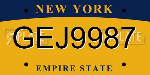 GEJ9987 New York License Plate
