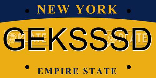 GEKSSSD New York License Plate