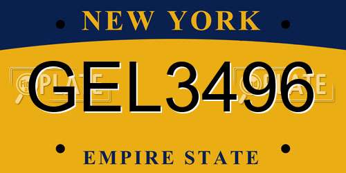 GEL3496 New York License Plate