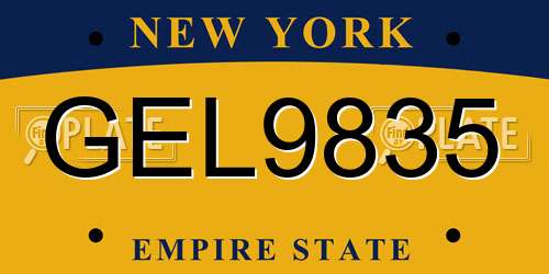 GEL9835 New York License Plate