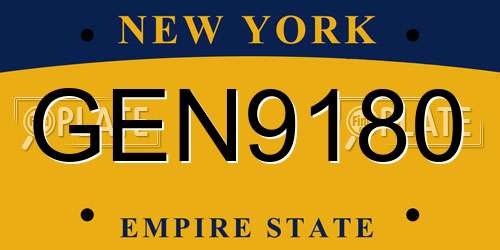 GEN9180 New York License Plate