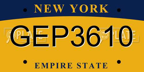 GEP3610 New York License Plate