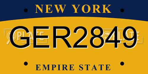 GER2849 New York License Plate