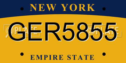 GER5855 New York License Plate