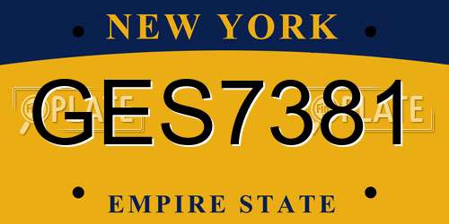 GES7381 New York License Plate