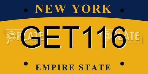 GET116 New York License Plate