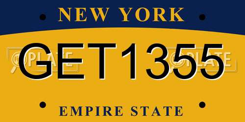 GET1355 New York License Plate