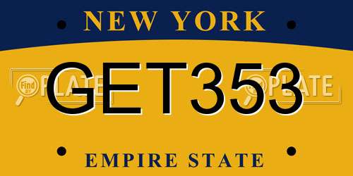 GET353 New York License Plate