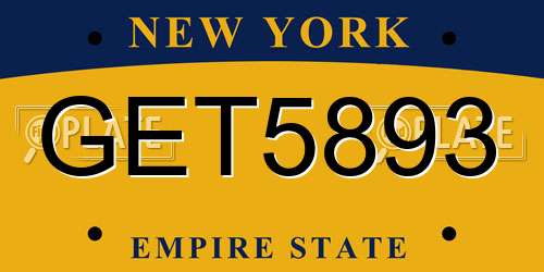 GET5893 New York License Plate