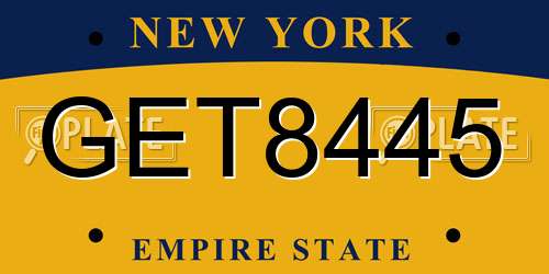 GET8445 New York License Plate
