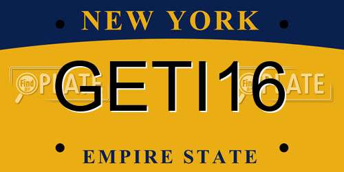 GETI16 New York License Plate