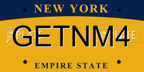 GETNM4 New York License Plate