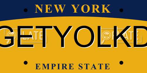 GETYOLKD New York License Plate