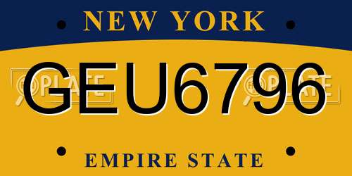GEU6796 New York License Plate