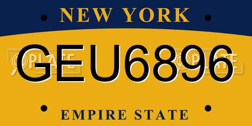 GEU6896 New York License Plate
