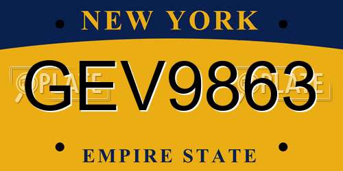 GEV9863 New York License Plate