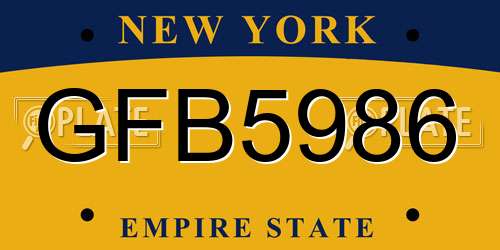 GFB5986 New York License Plate