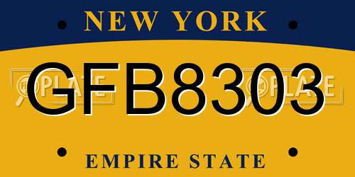 GFB8303 New York License Plate