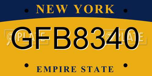 GFB8340 New York License Plate