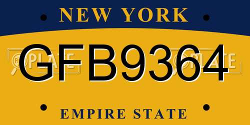 GFB9364 New York License Plate