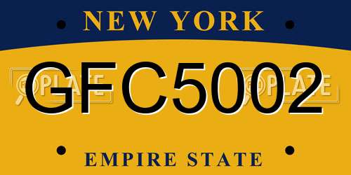 GFC5002 New York License Plate